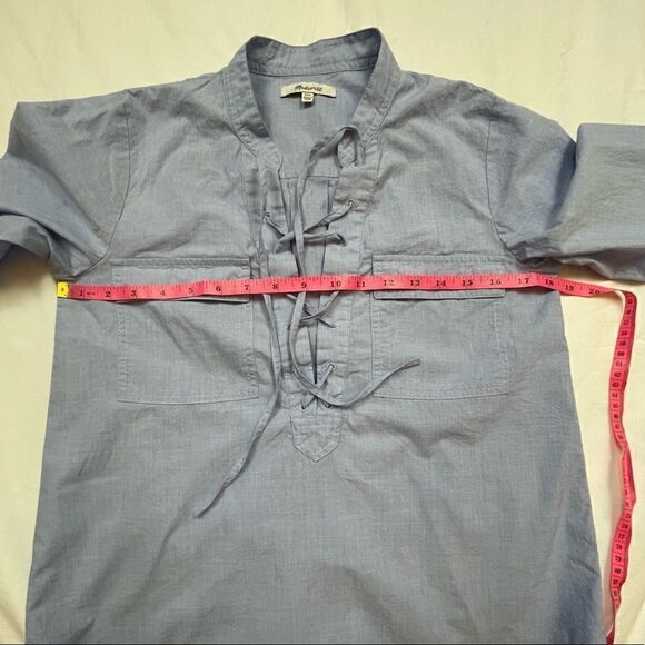 MADEWELL Lace up Shirt in Blue, size XXS - EUC - Picture 10 of 11